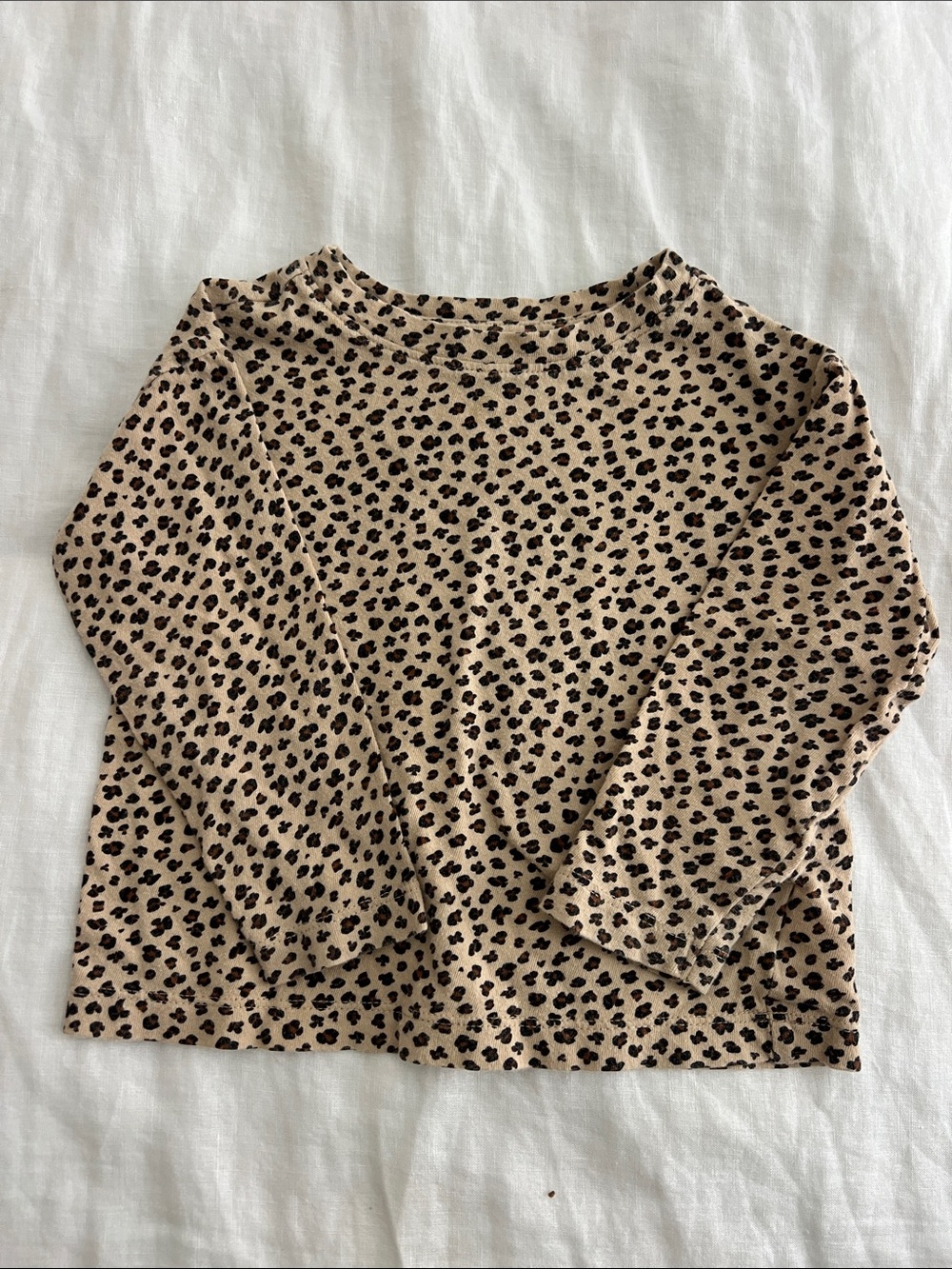 Old Navy Beige Leopard-Print Long Sleeve Top